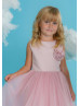 Rose Satin Tulle Flower Girl Dress Special Occasion Dress